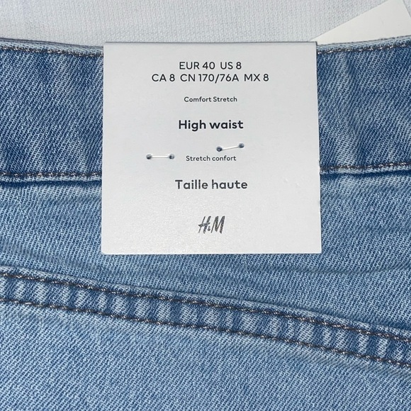 Women’s NWT H&M light blue denim cut off‎ high waisted jean shorts size 8 - Picture 4 of 12